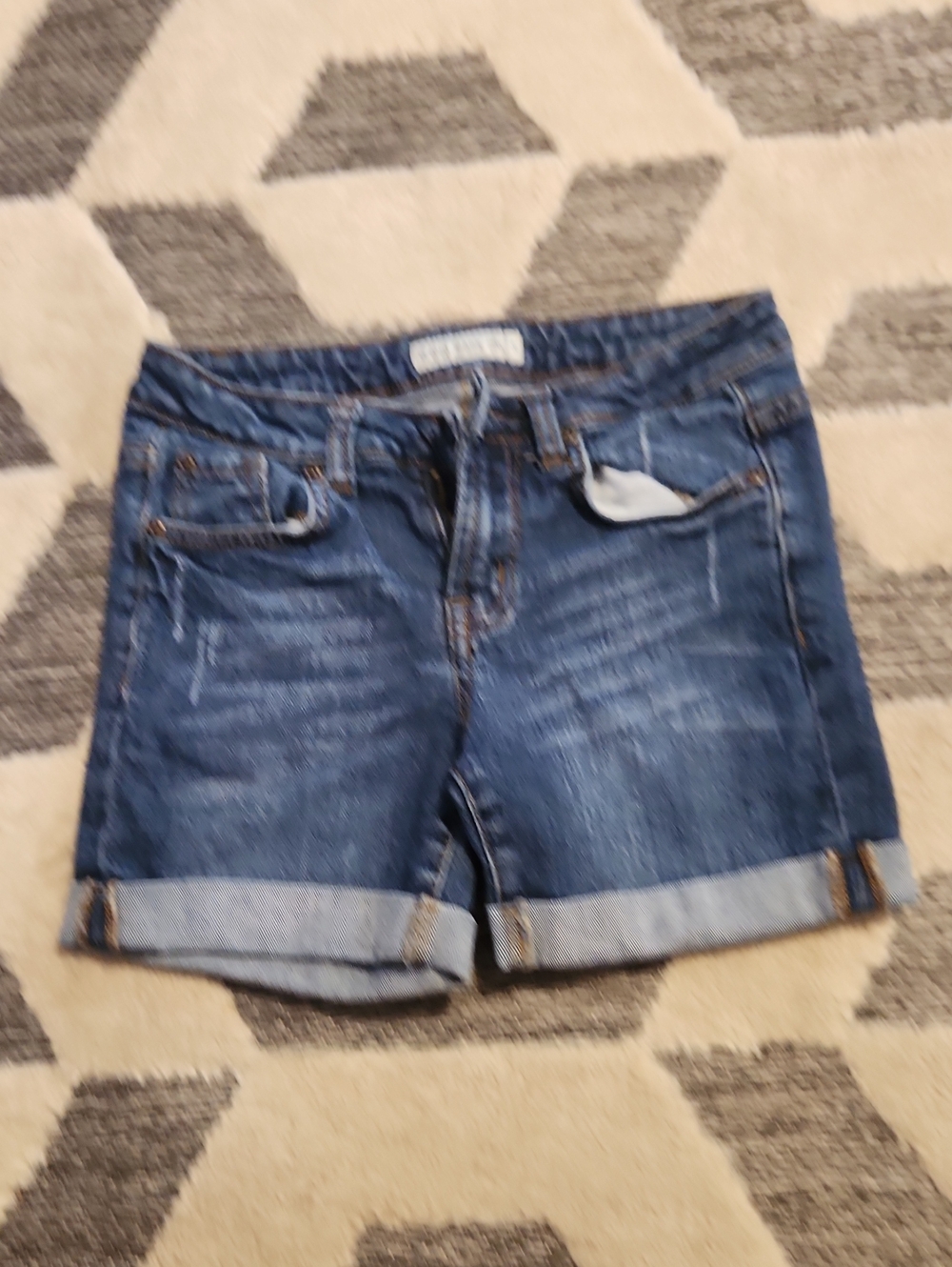 Cielo Dark Blue Rolled Cuff Denim Shorts